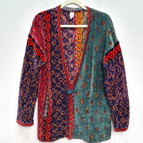 Robin Originals by Robin Bergman Artsy Chenille Handloomed Yarn Cardigan M/L